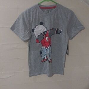 Gray Kids Graphic T-Shirt with Dancing Bear